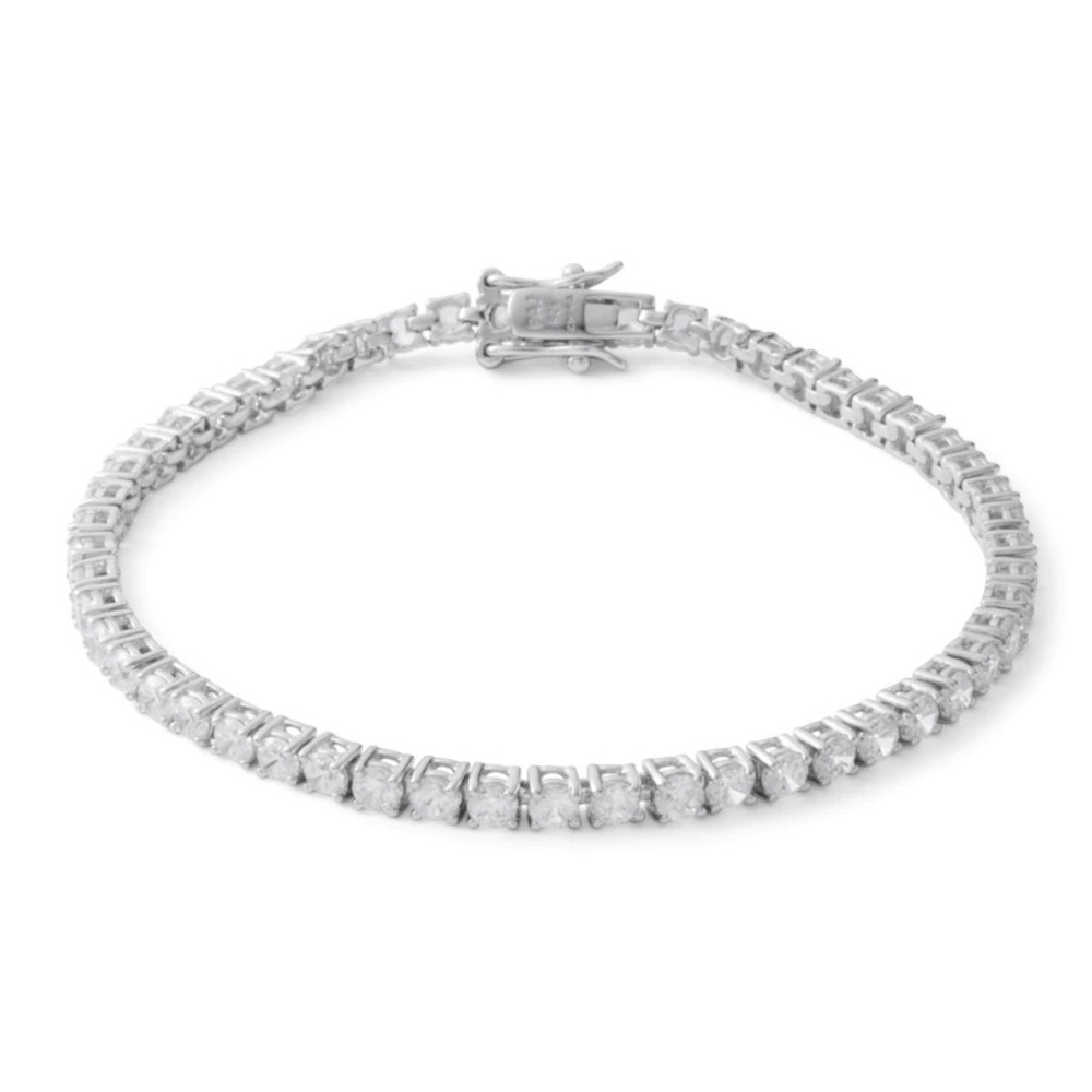 Cubic zirconia real silver tennis bracelet